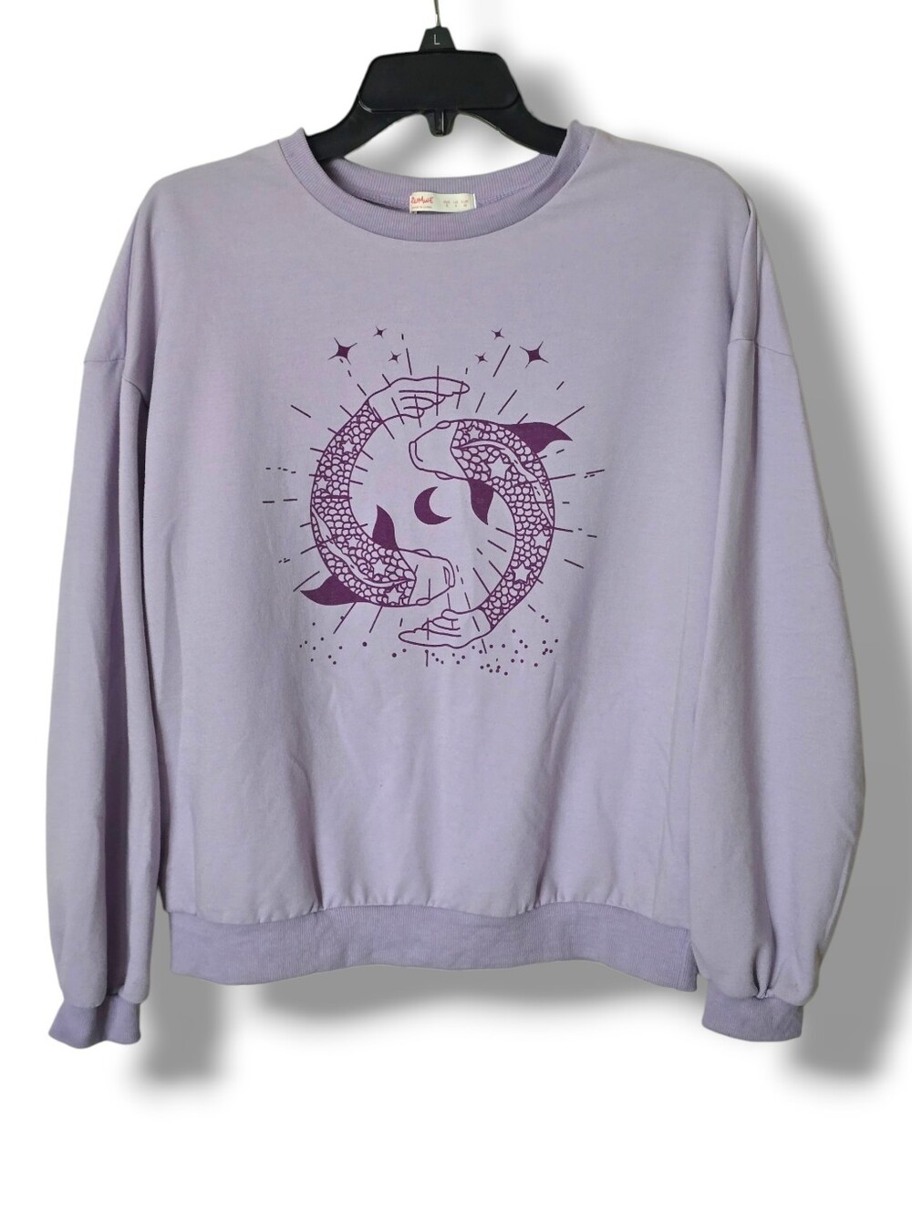 ROMWE Purple Pisces Graphic Sweatshirt - Size Small